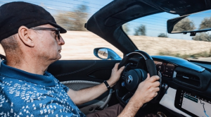 Paul Horrell driving a car